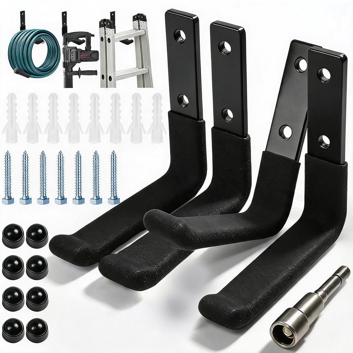 Omgoods - Set van 4 Zware Wandhaken voor Garage en Tuin