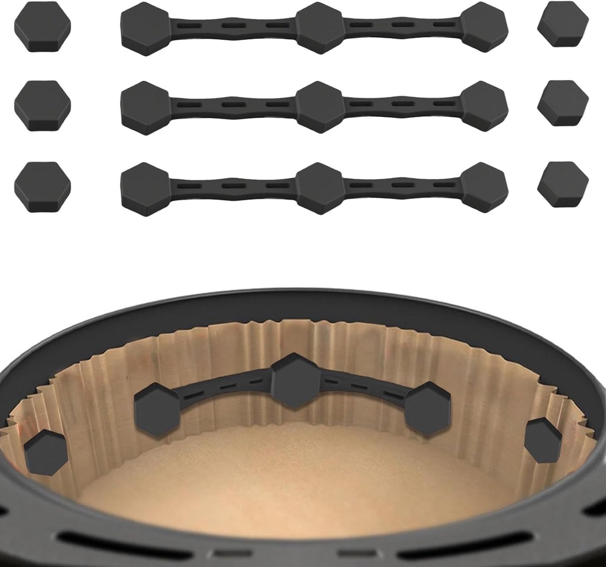 SnelShoppen Hot Air Fryer Accessoires Silicone Magnetische Klemmen Set van 3 Veilig en Duurzaam Siliconen voor Bakpapier in de Keuken Hoge Tempera