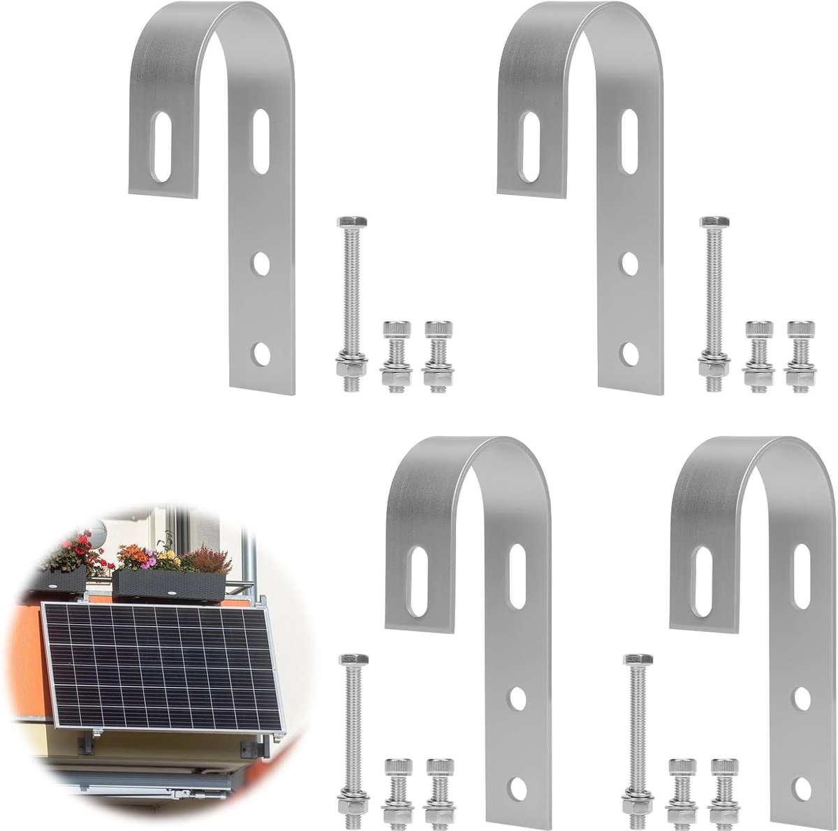 4 Pcs Balcony Power Station Hooks, Solar Panel Holder, Universal PV Module Holder, Hooks, Stainless Steel, Power - ShopVlot