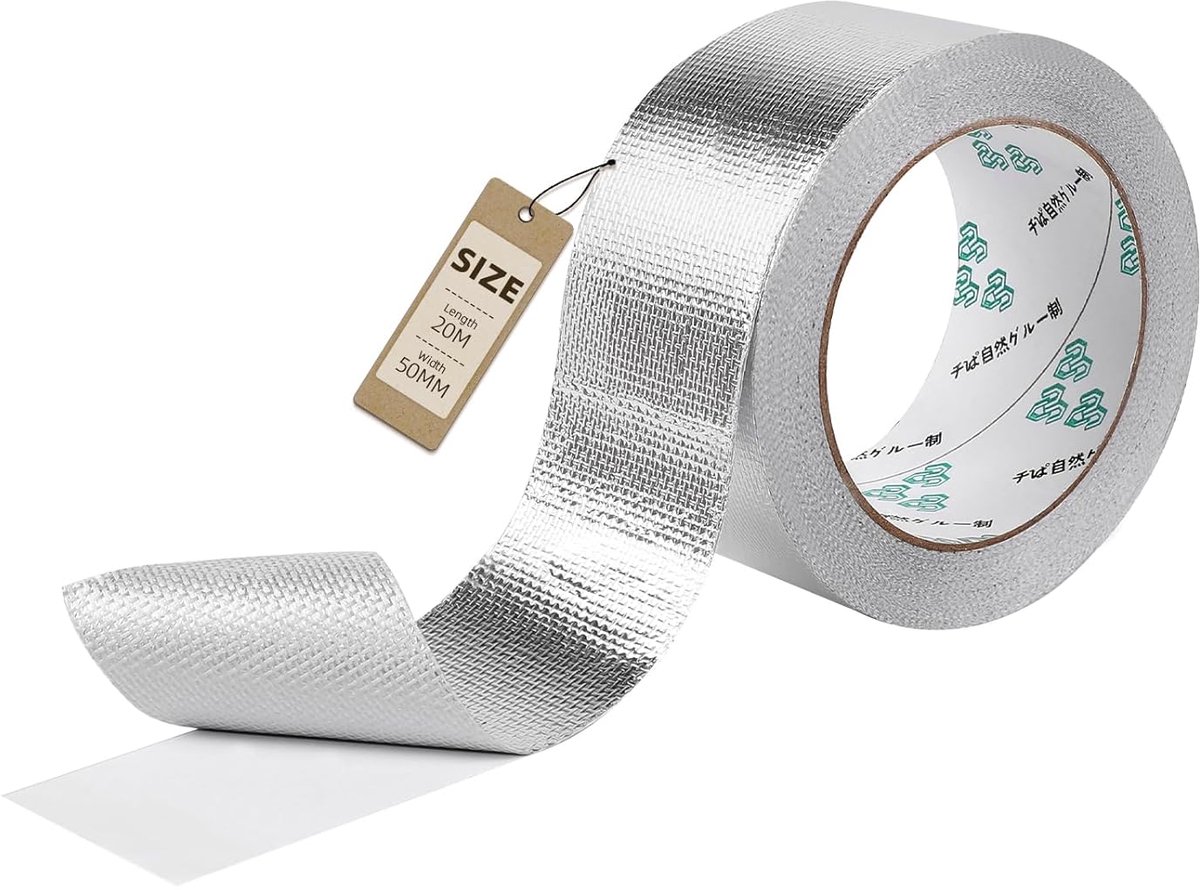 Aluminium tape 50 mm x 20 m - versterkt met glasvezel - waterproof en hittebestendig - ShopVlot