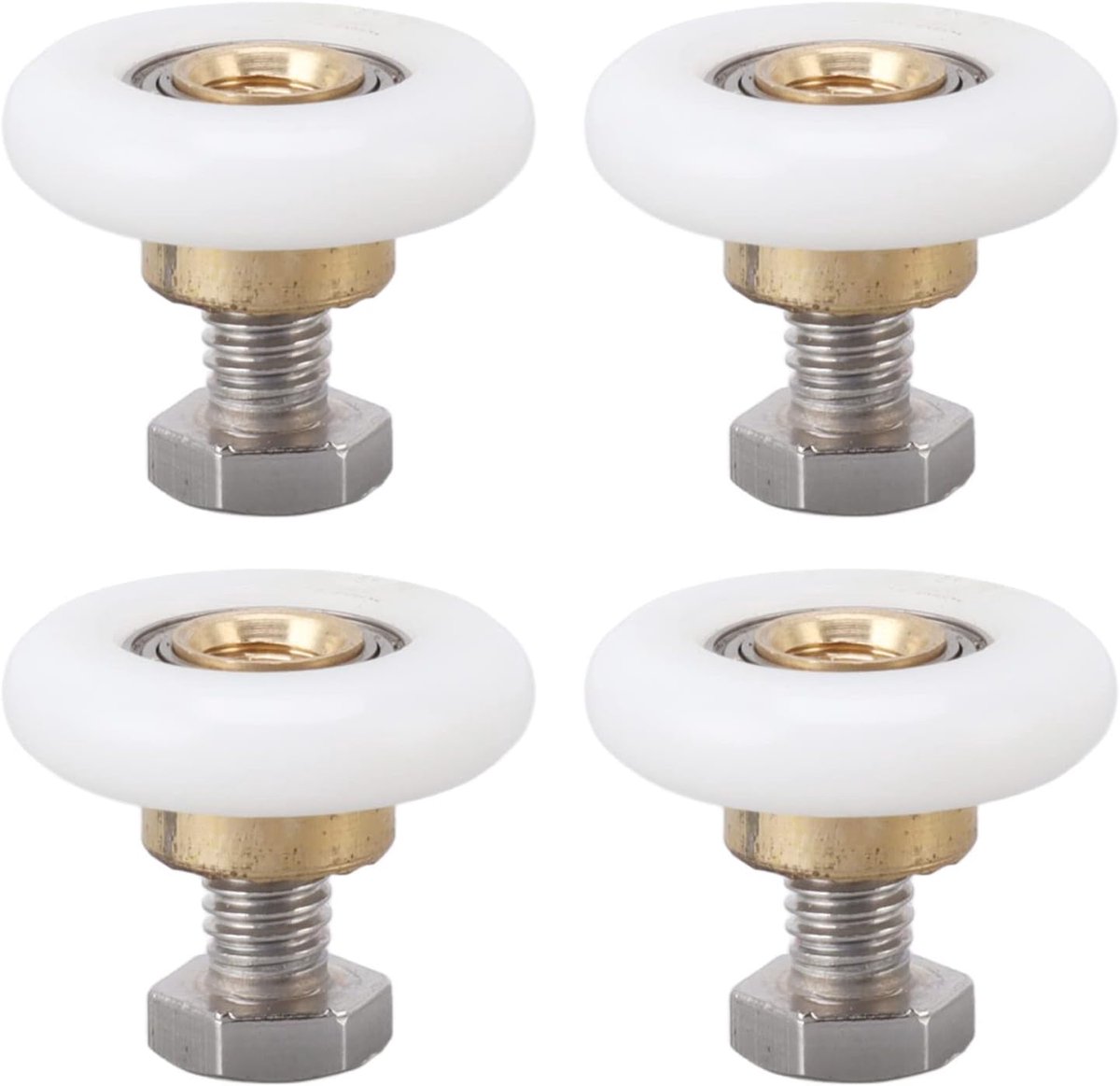 SnelShoppen - 4 Stuks Douche Deurrails, Vervangingsonderdelen voor Badkamer Glasdeur Rollers, Glijdende Deur Rollen, 25mm, Duurzaam Nylon, RVS en Kope
