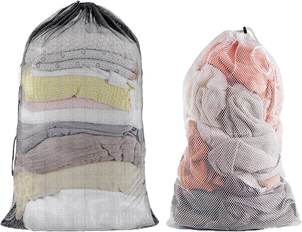 2 Pack Large Laundry Bags for Washing Machines, 40 x 50/50 x 60 cm, Extra Large Reusable Travel Wash Bag, Mesh Bag - ShopVlot