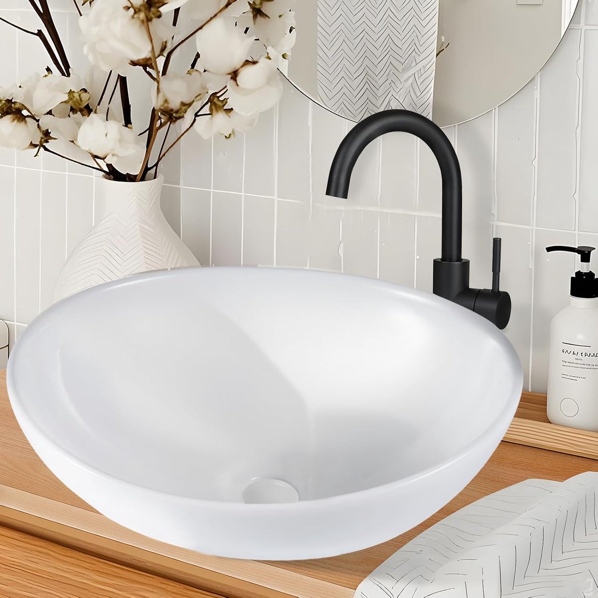 SnelShoppen - Wastafel Keramisch Hoekig - Kleine Hangende Wastafel Wit met Lotus Effect voor Badkamer, Ideaal voor Gezinnen en Kinderen