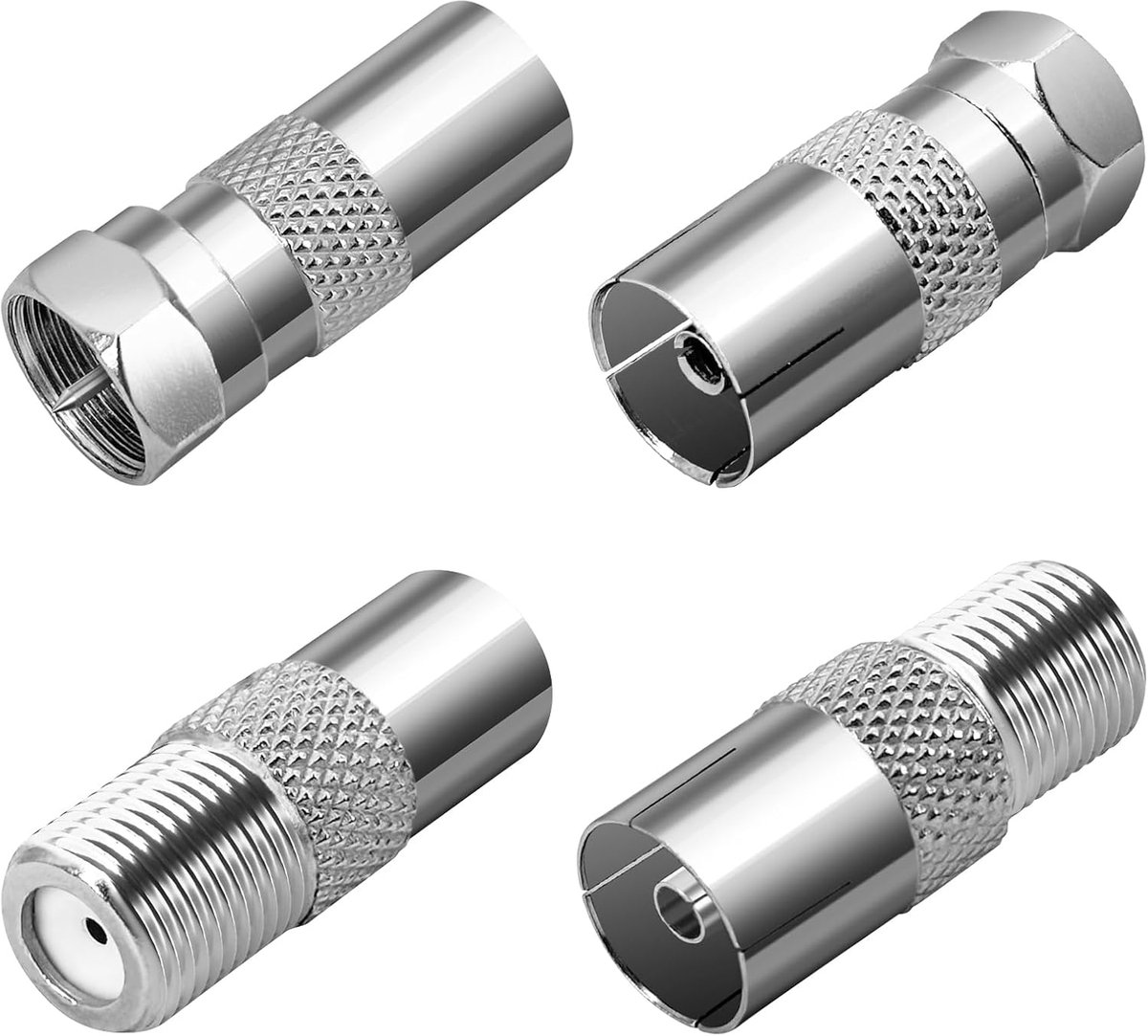 F plug antenne plug satelliet kabel connector - 4-delige set - coaxiale plug - flexibele aansluiting voor TV - ShopVlot