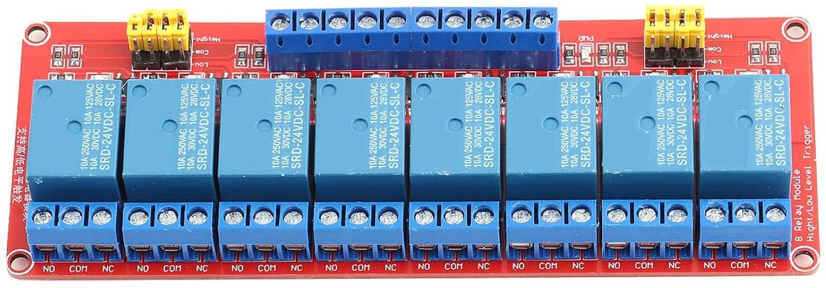 Watris Veiyi 8-channel relay 24 V, with opto-coupling relay, relay for high or low level activation - ShopVlot