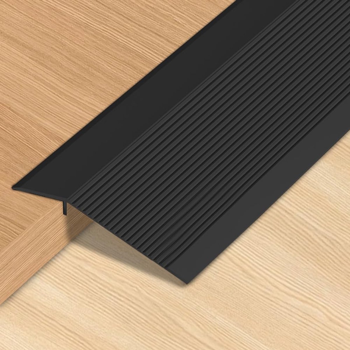 SnelShoppen - Aluminium overgangsprofiel voor vloeren, zelfklevend, hoogtecompensatie 8-40 mm, matte zwarte afwerking, 0,9 m x 10 cm voor deurdorpels