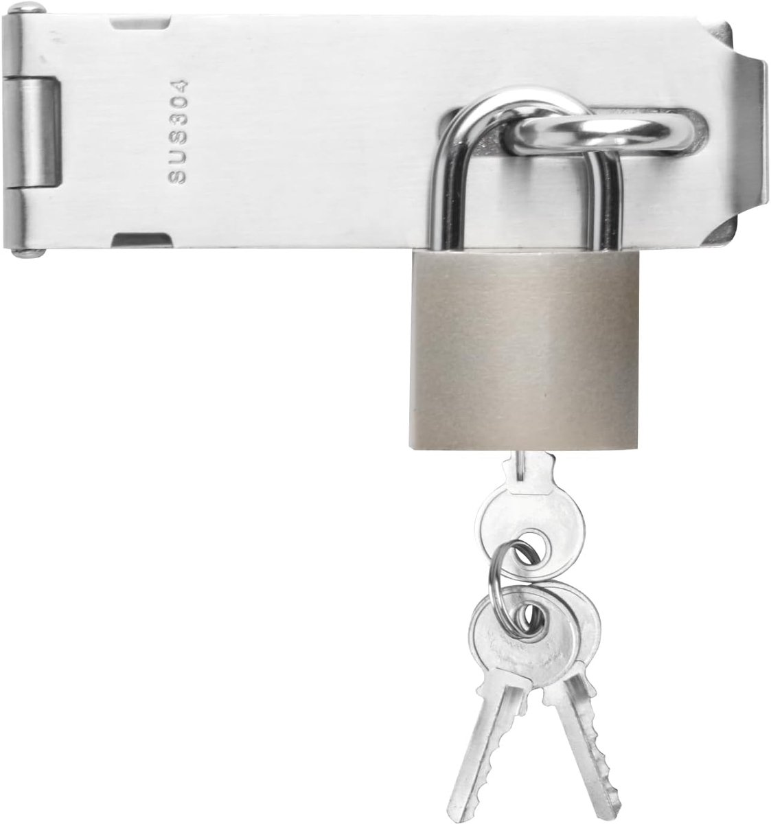 SnelShoppen - Padlock Hasp 5 Inch Barn Door Latch Doodslot RVS Heavy Duty Hasp en Stapel met Hangslot voor Schuur, Slaapkamer, Garage, Kast, Tuindeure