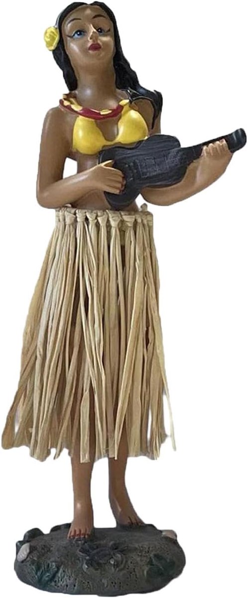 Hawaiiaanse Danseres Dashboardfiguur - Auto Decoratie met Bewegende Veer - Resin Sierad