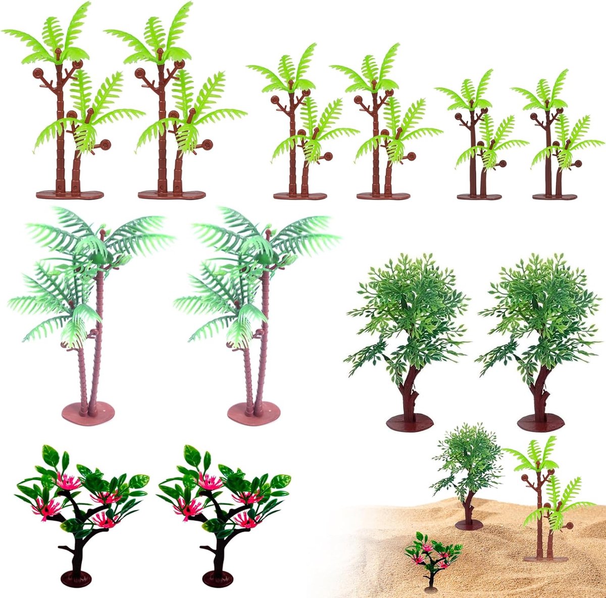Miniatuur kokosboom modellen - 12 stuks - Kunstplanten - Perfect voor modelbouw en decoratie - ShopVlot