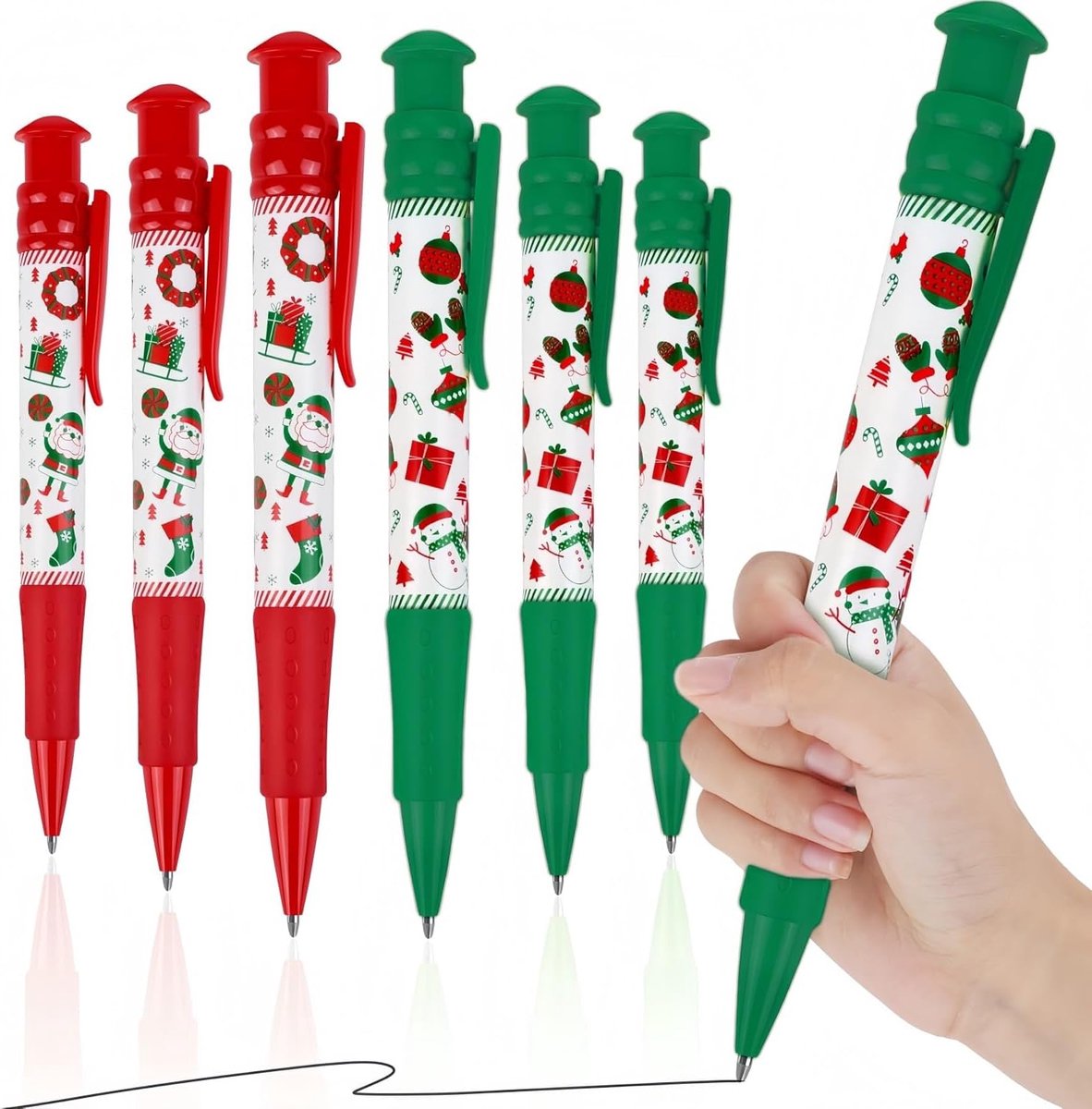 Kerstbalpennen 24 stuks - grote kerstballen - kleurrijk design - ideaal voor feestelijke schrijfsessies - SnelShoppen