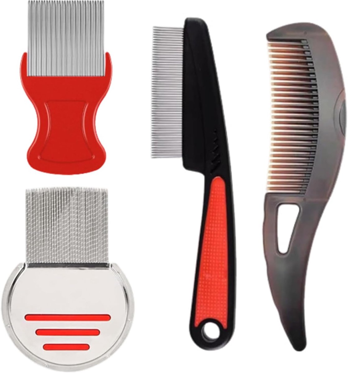 4pcs Hair Comb, Scalp Comb, Dandruff Comb, Detox Comb, Stainless Steel Hollow Teeth Hair Brush, Dandruff Lice Comb - ShopVlot