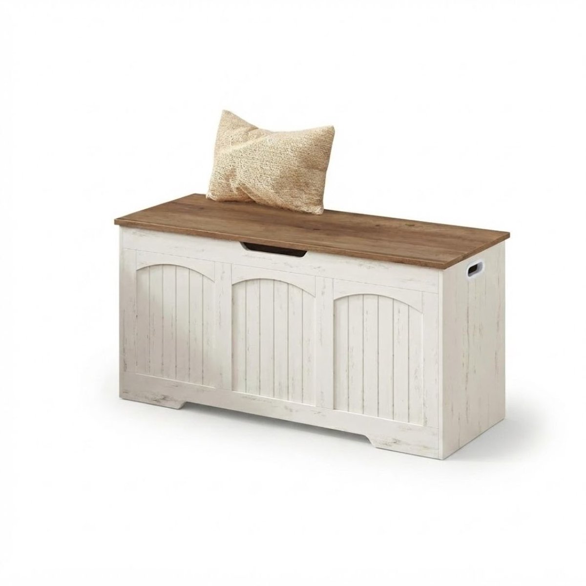 SP® Dekenkist - Speelgoedkist - Opbergbox - Wit/Bruin - 40cm x 100cm x 46cm
