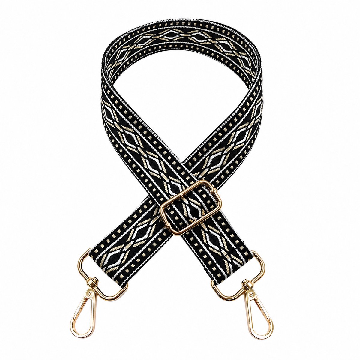 Consumerce® Verstelbare Tassenriem - Jacquard Black - Schouderband voor Tas - Schouder Band Bag Strap - Schouderriem - Tashengsel Crossbody