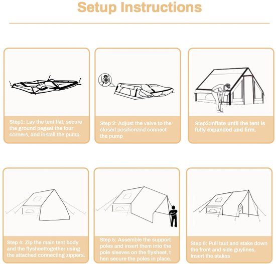 Lamor Opblaasbare Tent - Tenten - Air Tent - 4 tot 6 personen - Waterdichte bodem - 430×305×210cm - 4 seizoenen - Met Luchtpomp — afbeelding 3