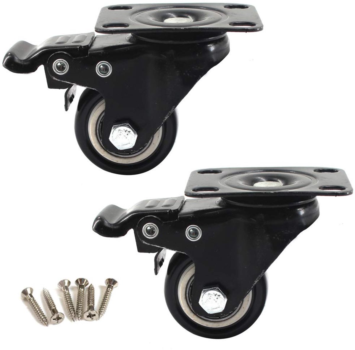 SnelShoppen - 1.5 Inch Zwenkwielen Meubels Wielen Met Vergrendeling 360 Graden Topplaat 50kg Draagvermogen (Set van 2)