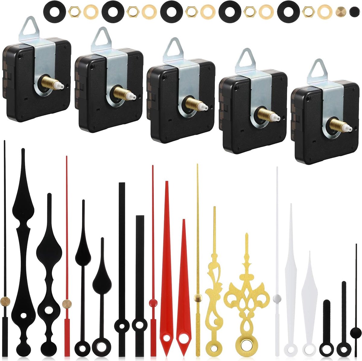 Outus 5 Pieces DIY Quartz Clock Movement Mechanism Repair Parts Replacement Battery Operated Clock Motor Kits with 7 - ShopVlot