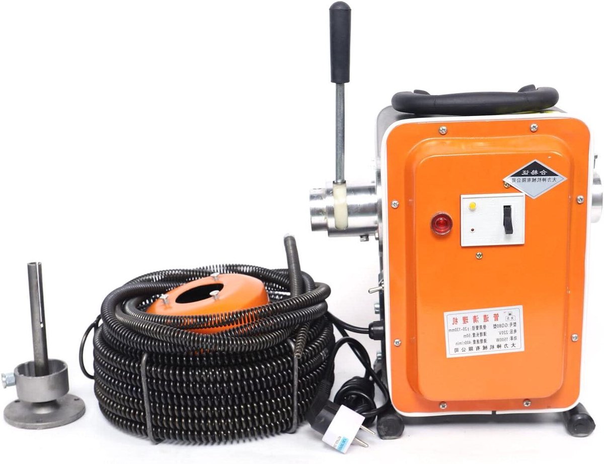 Pijpreinigingsmachine - Afvoerontstopper - Verstopte Afvoeren Reinigen - Krachtige Koperdraadmotor - 20-110 mm - Oranje