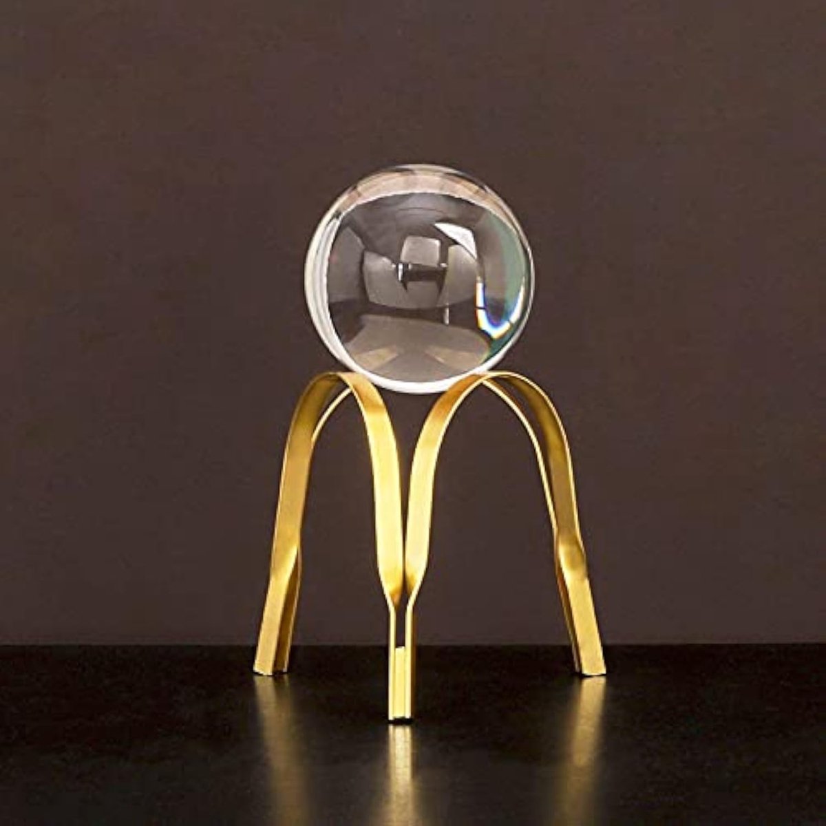 Metal Crystal Ball Ornaments Clear Crystal Ball with Metal Standard Transparent Crystal Ball Furniture with Metal - ShopVlot