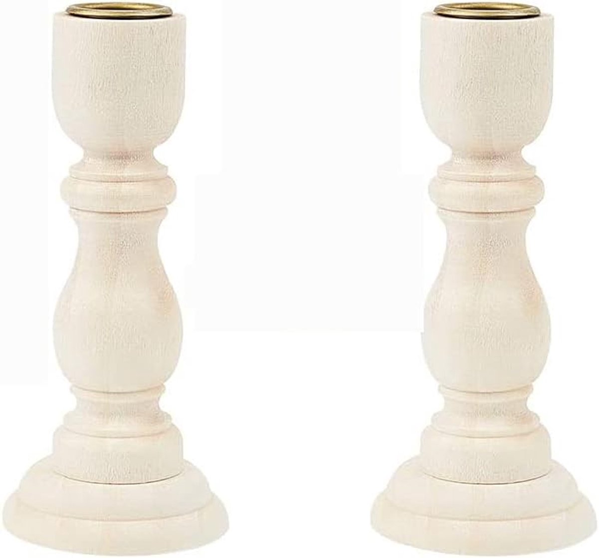 SnelShoppen - 12.5x6x2cm Houten Kaarsenstandaards Antieke Kaarsenhouder Handgemaakt Vintage Bruin voor Eettafel Kerk Ornamenten - Natuurlijke Houtstij
