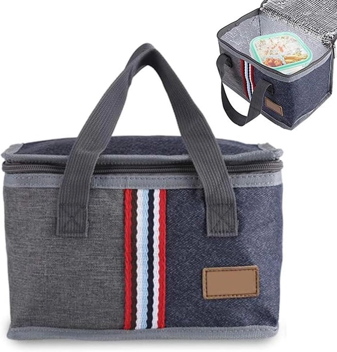 SnelShoppen - Lunch Tas, Opberg Tas Draagbare Geïsoleerde Thermo Tas Grote Capaciteit Koeltas voor Voedsel 23cm x 15cm x 16cm (Oxford Stof + Aluminium