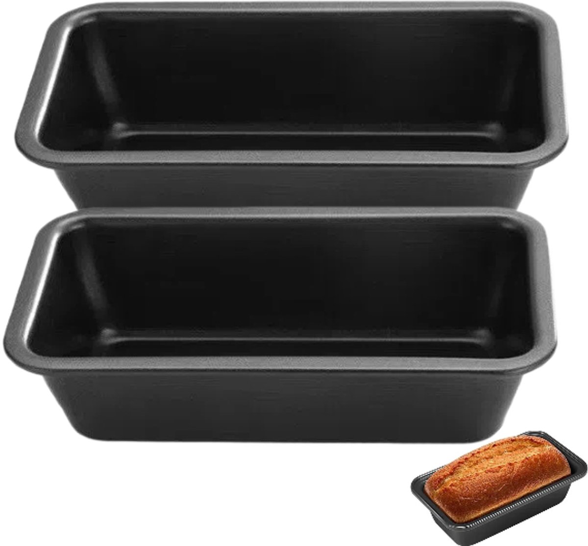 2 stuks- roestvrijstalen broodvorm - Kleine rechthoekige broodvorm - Mini broodvorm - Zwart - 125*86*40 mm - Mini - Geschikt voor het bakken van brood, cakes, toast en andere desserts