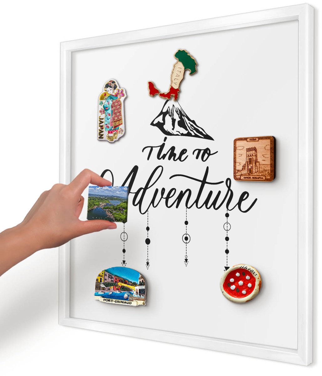 Artprintcave Wit Magneetbord mit Witte Lijst - 50x50 cm - Bergavontuur Magnetische Organizer - Modern Wandbord Magnetisch - Teksten