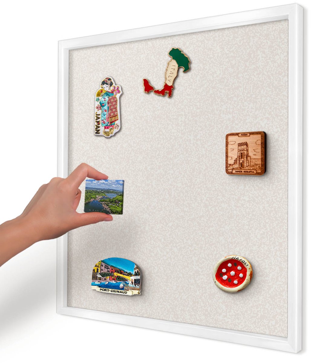 Artprintcave Romig Magneetbord mit Witte Lijst - 50x50 cm - Romige Textuur Magneet Bord mit Frame - Minimalist Notitiebord - Texturen