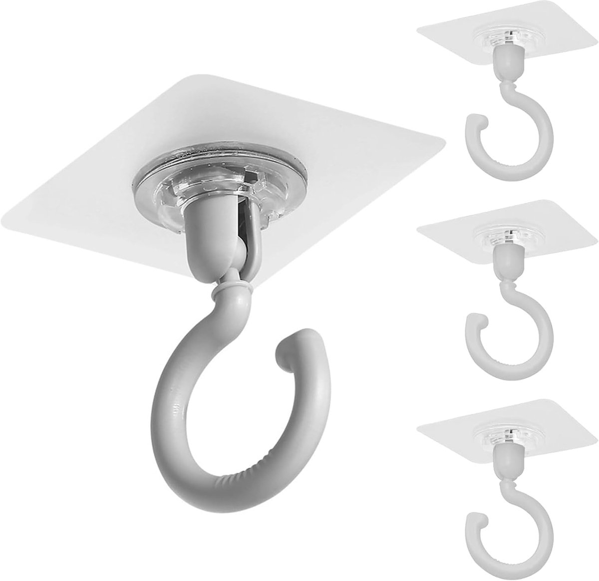 zelfklevende haken plafond extra sterk - 4 stuks zelfklevende transparante plafondhaken zonder boren, waterdichte muurhaken voor badkamer keuken kantoor slaapkamer