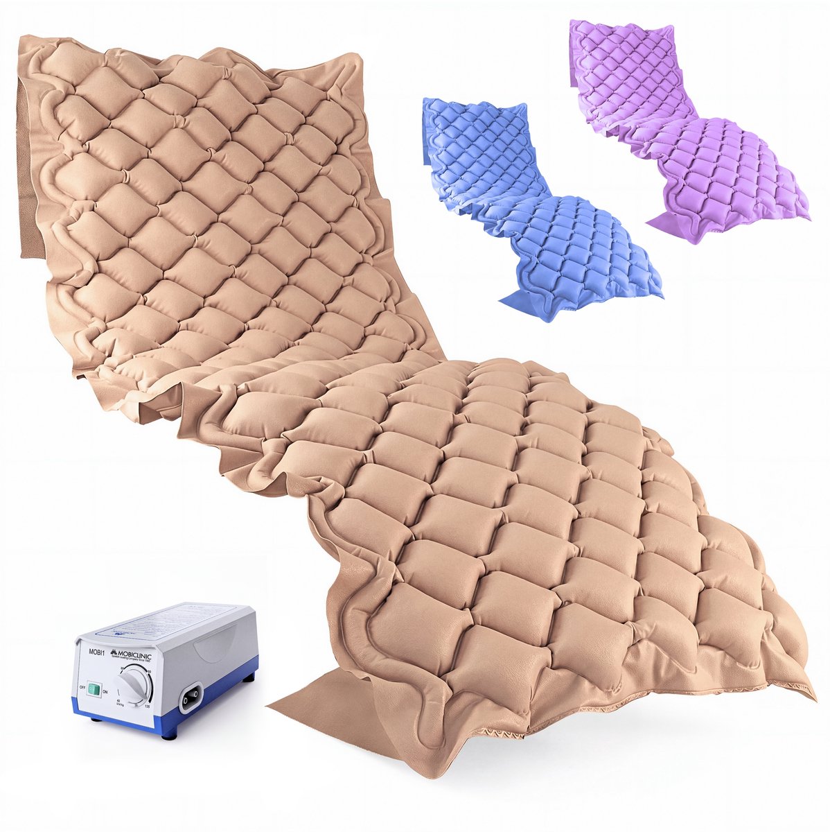 mobiclinic Mobi 1 - Anti Decubitus Matras - Brandwerend Medisch PVC - Met pomp - 200 x 90 cm - 130 cellen - Beige