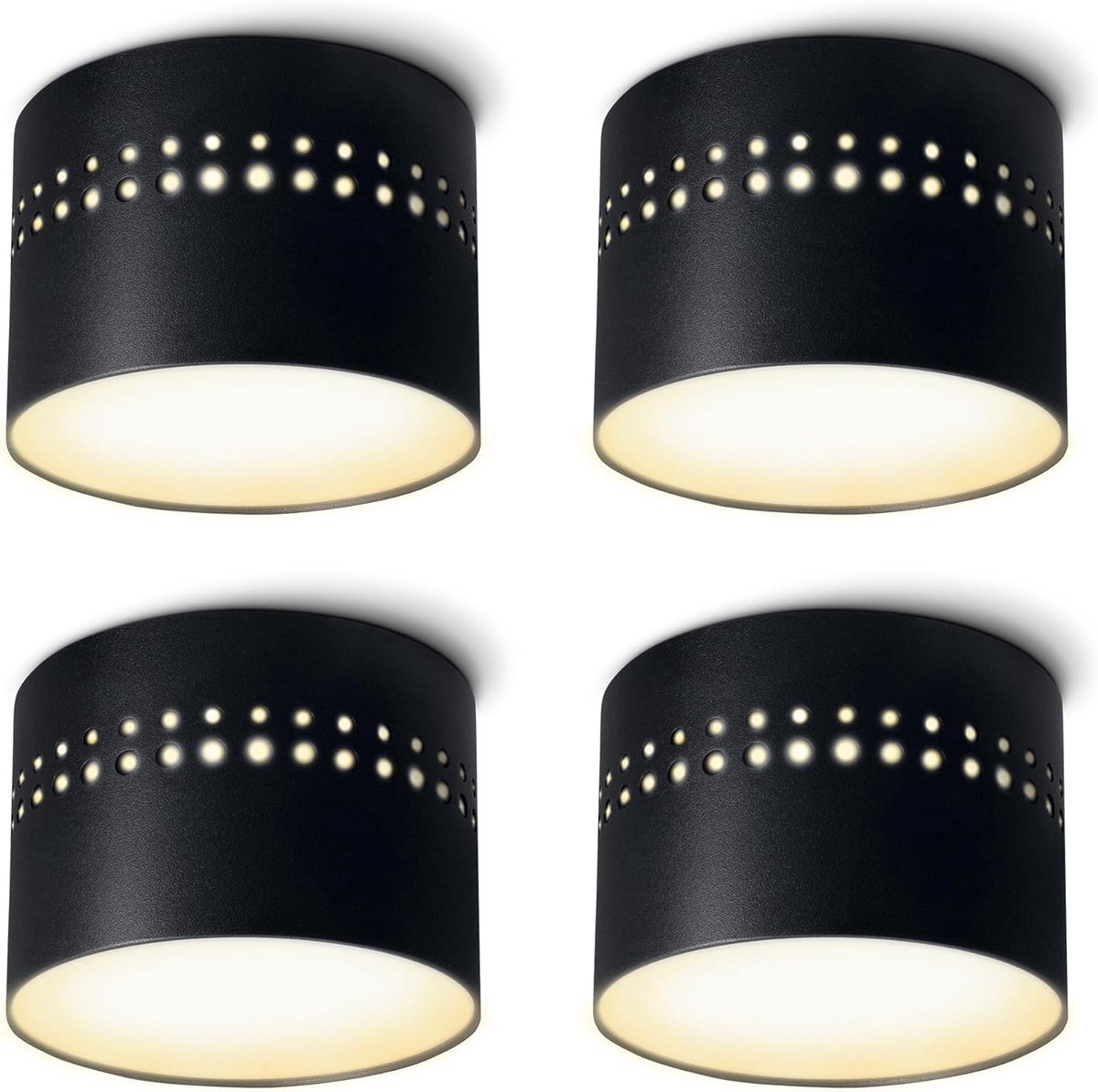 linovum SUNEVA zwart – plafondspot extra plat zwart geïntegreerde led 8 W indirecte verlichting warm wit – downlight 230 V