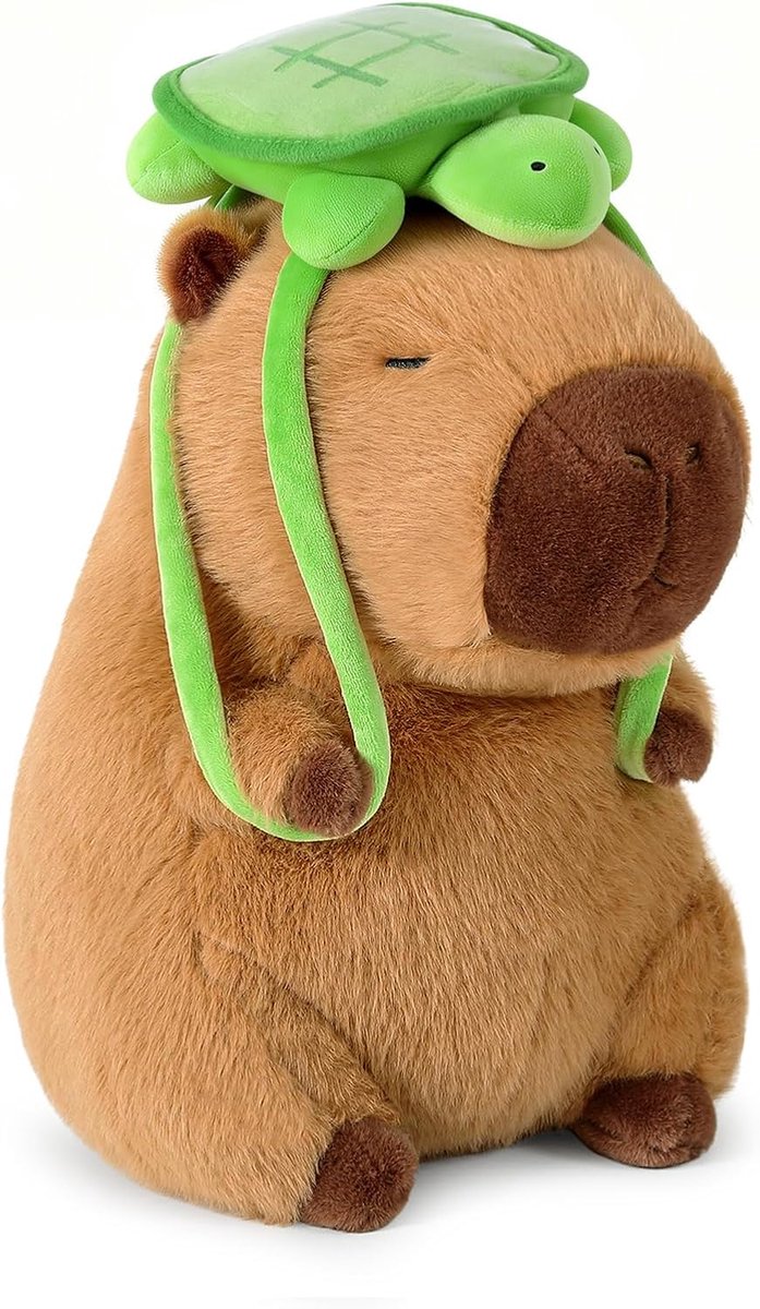 shownicer Knuffeldier, capibara, knuffeldier met schildpad, Kawaii Capybara, pluche kussen, speelgoed, werpkussen, cadeau voor kinderen, meisjes van 3 jaar (schildpad, 45 cm)