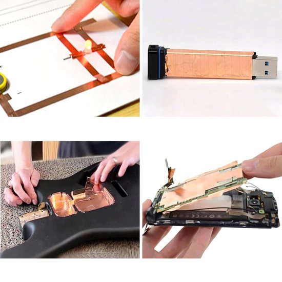 Koperband, eenzijdig geleidend plakband, 15 mm breed, 50 m lengte, 0,05 mm dik, doe-het-zelf kunsthandwerk, EMI-afscherming, slakkenbescherming, kopertape — afbeelding 3