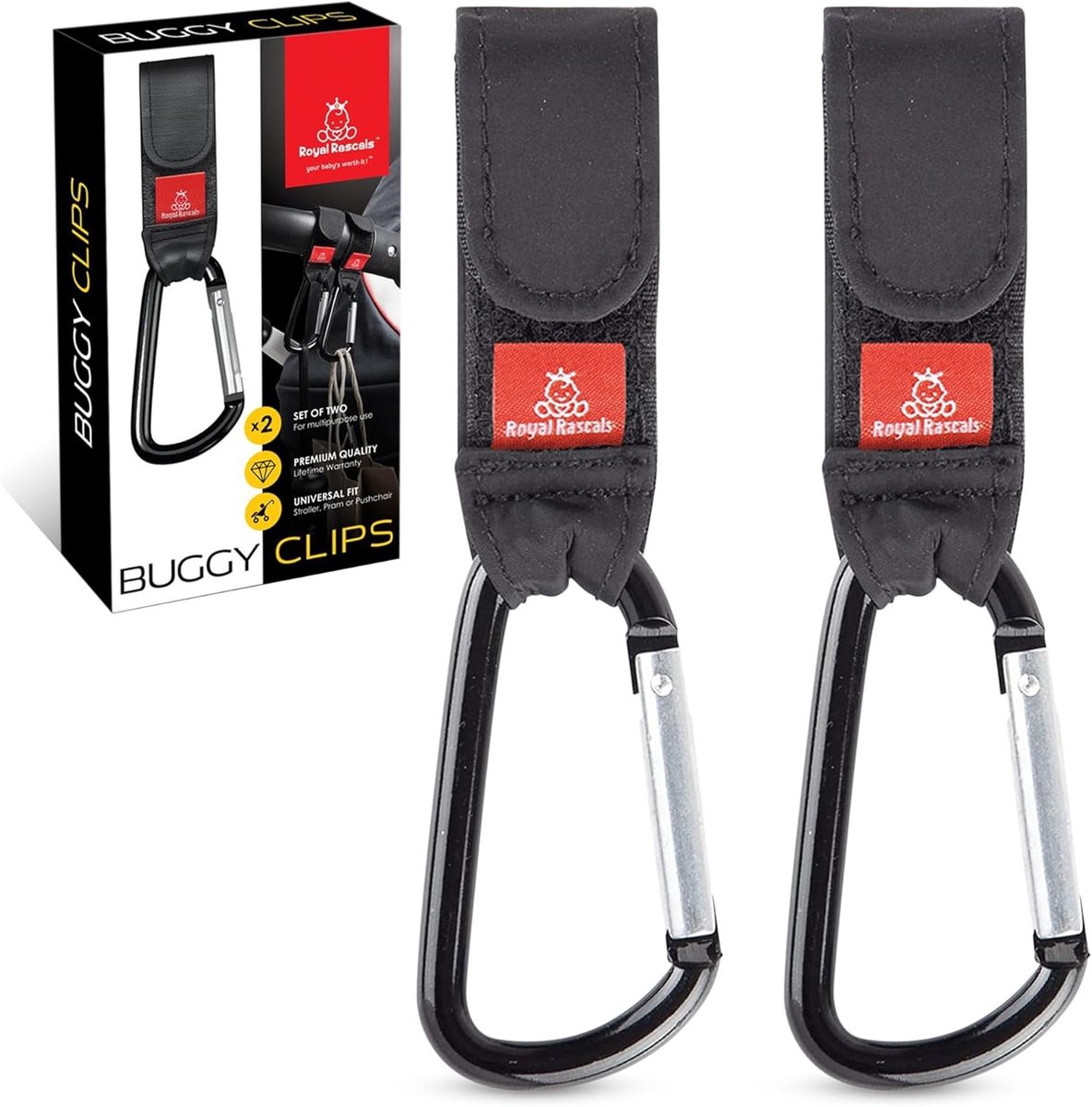 SnelShoppen - Buggy Clips voor Kinderwagen x2 - Hoogwaardige Opbergaccessoires - Ideaal voor Reizen, Kopen, Kinderen, Multifunctioneel, Stevige Materi
