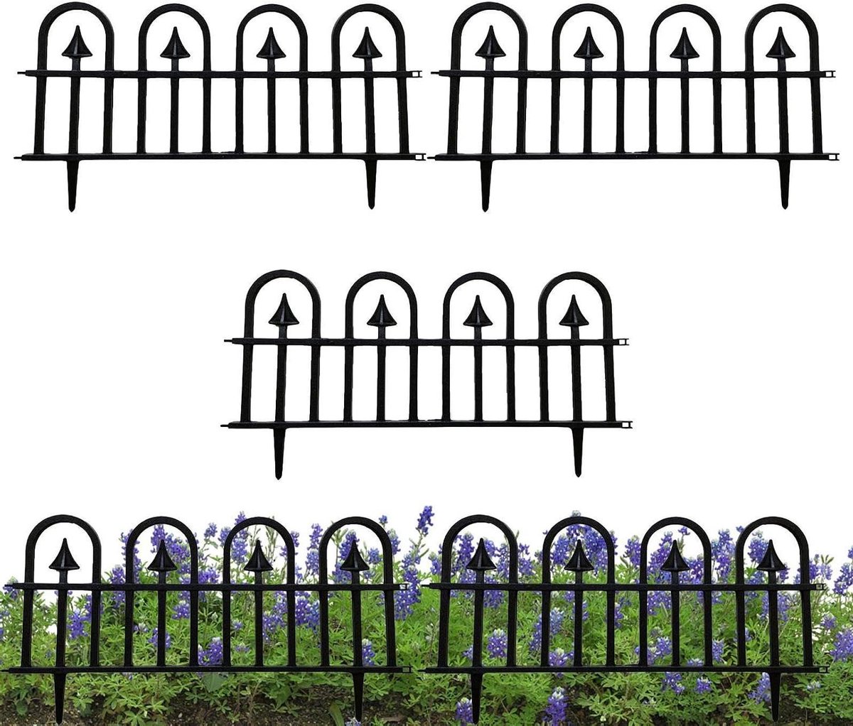 Tuinrand Decoratief - Bloembedafscheiding Grenshekwerk - Tuin Aanleggen - Weerbestendig PP Materiaal - 5 stuks - Zwart