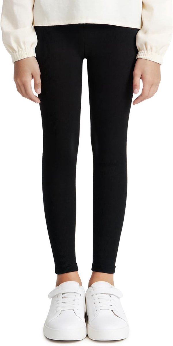 Leggings Meisjes Katoen Kinderen Lange Broeken Elastische Ademende Sportbroeken Eenkleurige Sportleggings Kinderbroeken Activewear Leggings voor School Dansen, maat 116-158