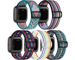 chinbersky 5 stuks bandjes compatibel met Fitbit Versa 2 Strap / Fitbit Versa Strap voor dames en heren, zachte verstelbare stretch nylon sport vervangende band voor Fitbit Versa 2/Versa/Versa Lite/SE