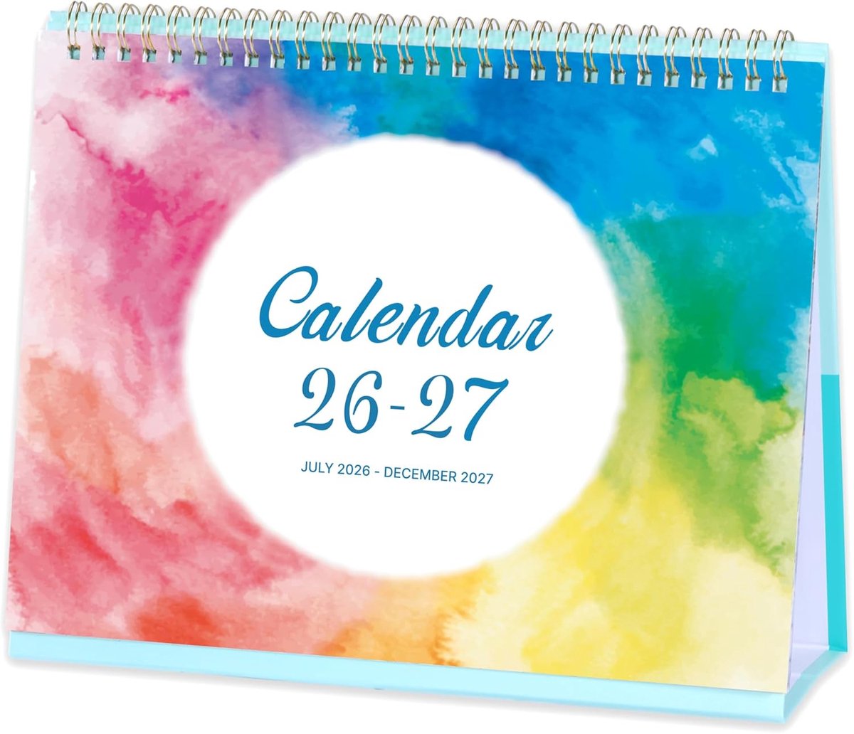SnelShoppen - Bureaukalender 2024 - Regenboogkleur - 18 Maanden van Juli 2025 tot December 2026 - Praktisch Ontwerp met Belangrijke Feestdagen