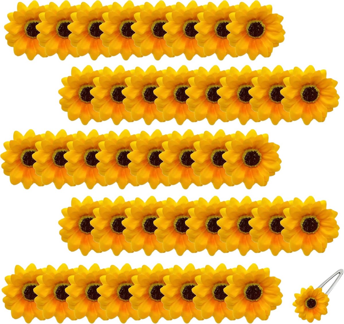 40 stuks kunstzonnebloemkoppen, diameter 7 cm, zonnebloemen, zijdebloemen, zonnebloemkoppen, decoratieve bloemen, bulk voor knutselen, doe-het-zelf, bruiloft, tuinfeest, handwerk, thuis