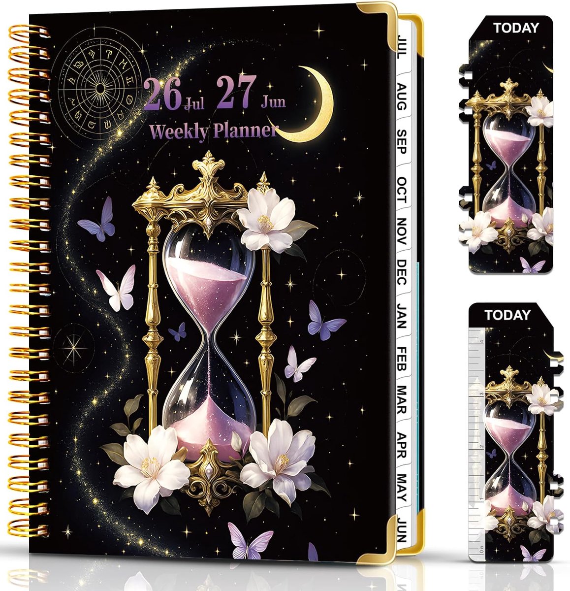 2026 2027, Agenda Juli 2026 - Juni 2027 Maand- en Dagplanner met Bladwijzer, 21,5 x 16 cm Spiraalgebonden Planners voor School en Kantoor, Weeknotitieboekje met Maandtabbladen