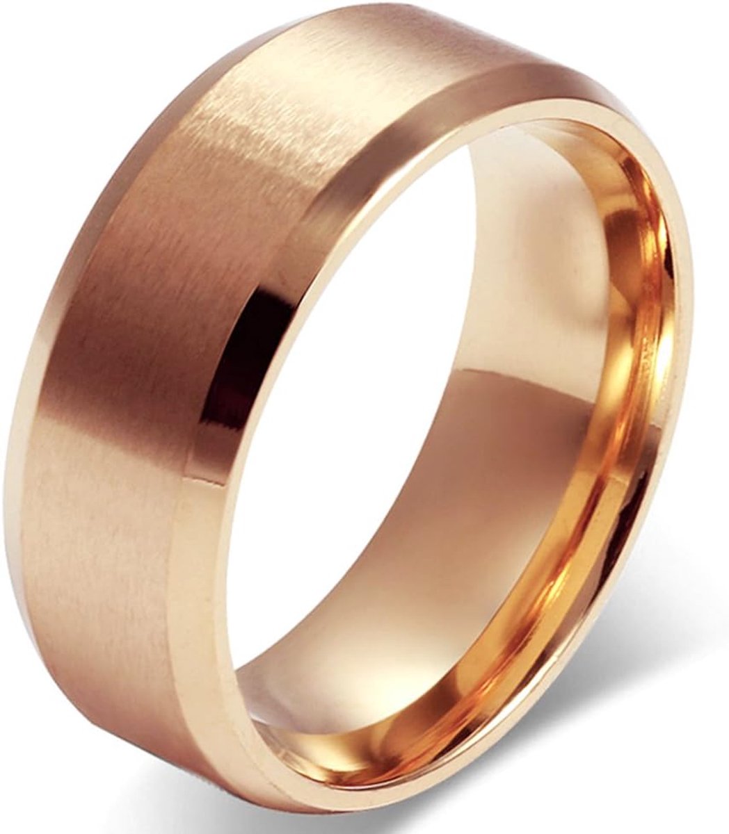 Roestvrij staal 8 mm Mens Ring Matte Finish Gepolijst Bruiloft Engagement Band, Zwart/Zilver/Goud/Rosegold (maat 5-15)
