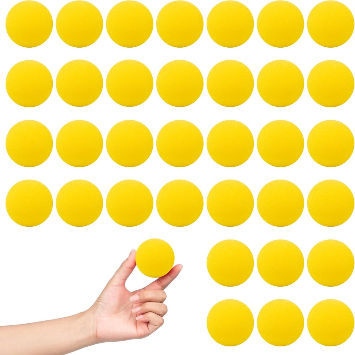 30 gele sponsballen, 4,5 cm zachte sponsballen, magische sponsballen, kleine gele schuimballen voor tovershows voor kinderen