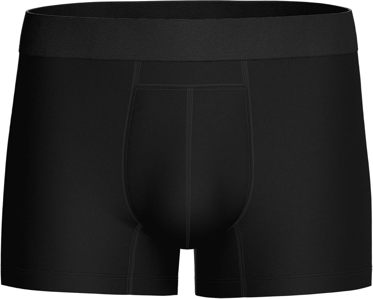 - Wasbare urine-incontinentie katoenen boxershort voor heren, met absorberend gebied aan de voorkant, zwart XXL, 42-44" taille