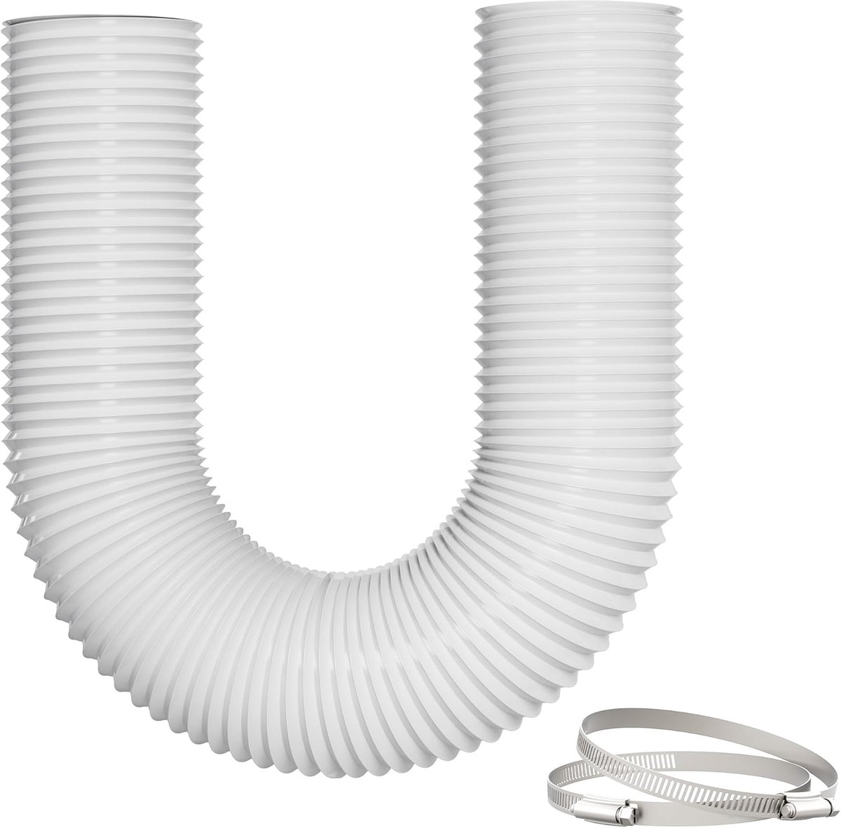 Ø125mm, 5m 5-Laags PVC Afzuigbuis, Ventilatieslang voor Mobiele Airconditioner, Droger, Luchtingsrohr en Dunstabzughaube, Wit