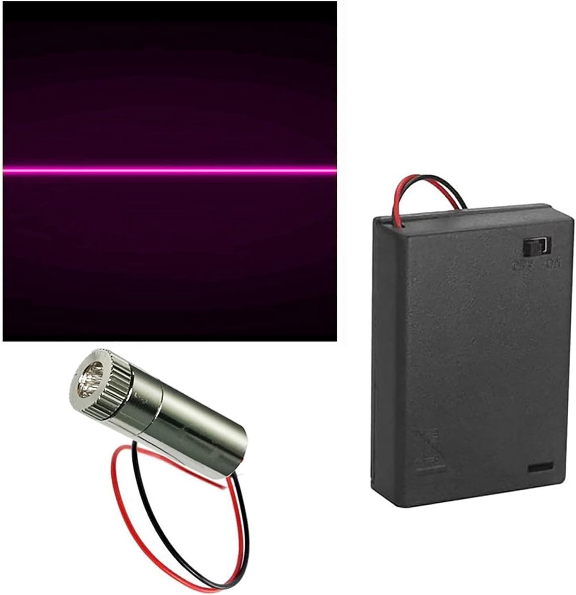 1PCS 405nm 3-5V Paarse Laserlijnmodule Diode met driver Plastic Lens + 1pcs AA-batterijhouders (Lichtbronvorm: lijn)