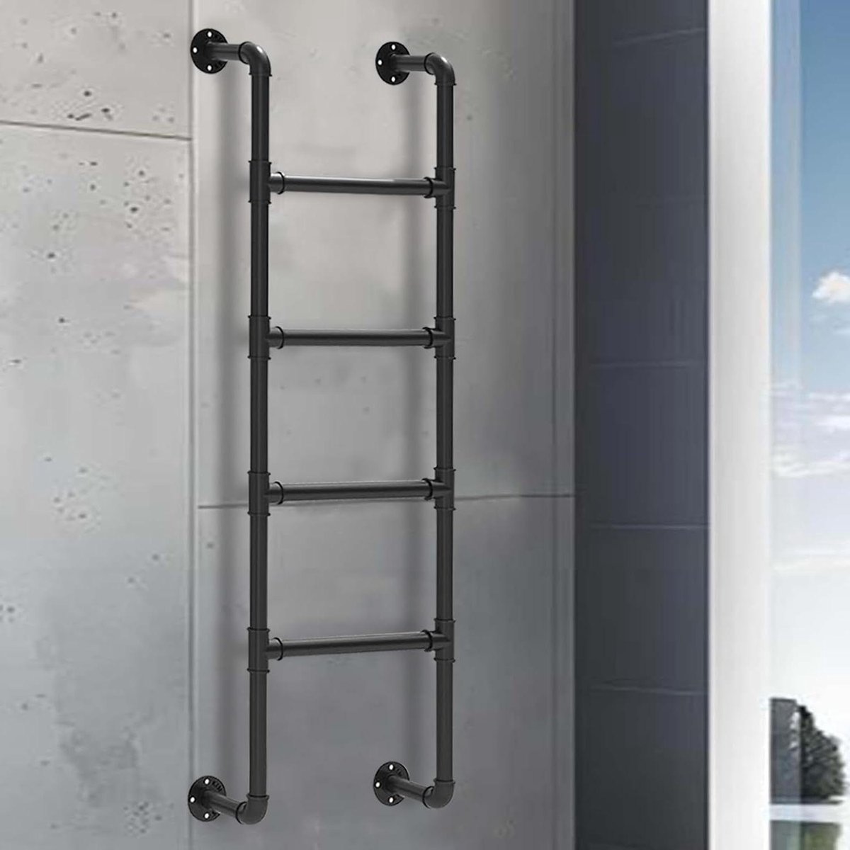 Metalen Veiligheidstrap - Zoldertrap Vluchtladder - Veilig Toegankelijk Maken - Stevig Metalen Frame - 143 cm - Zwart