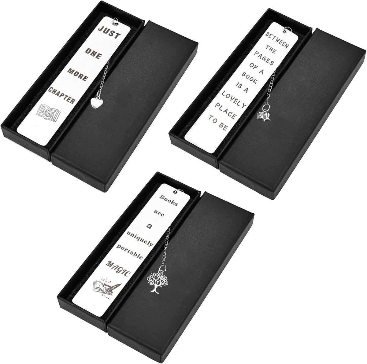 3e-set Metalen Bladwijzers - Hanger Inclusief, Gepersonaliseerd Vriendschaps Cadeau Voor Afscheid, Pensioen, Verjaardag - Verpakte Geschenkdoos
