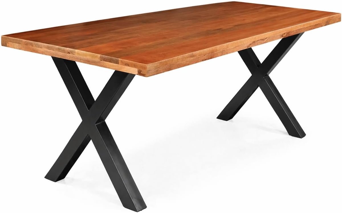 Eettafel Zeno rechthoekig 200cm bruin duurzaam mangohout langwerpig eetkamertafel hout