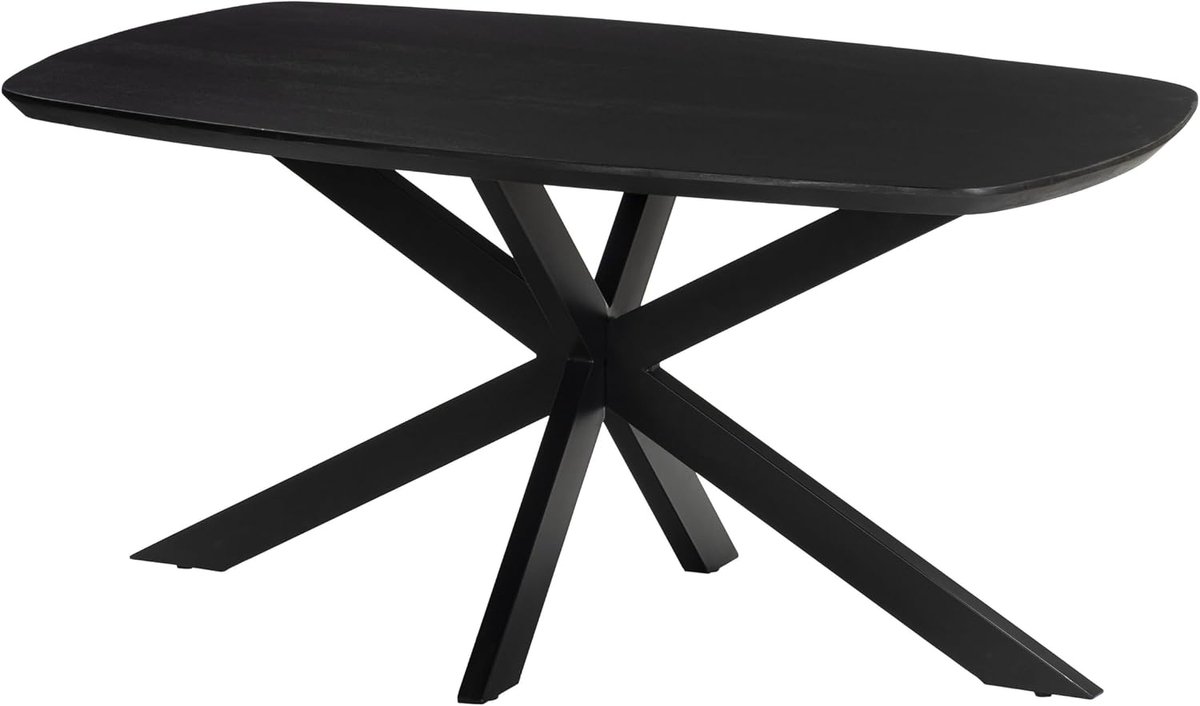 Eettafel deens ovaal mangohout 160cm Jordan zwart ovale tafel duurzaam mango eetkamertafel