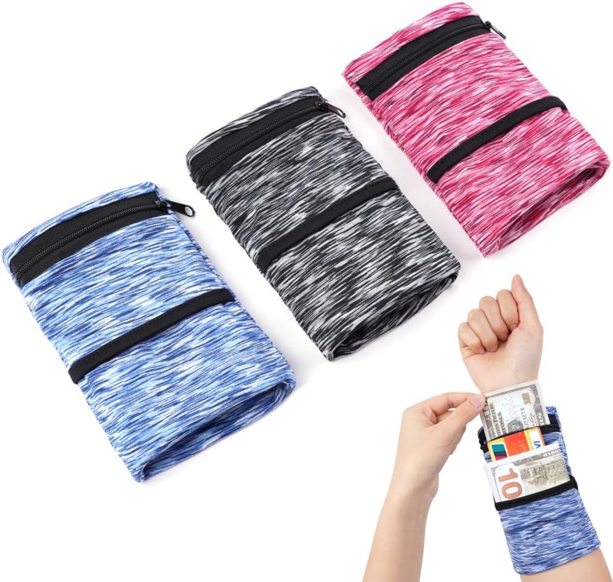 Polstas met ritssluiting, sport- en turnzaal, basketbalarmbanden, absorberende polszweetbanden, met ritssluiting, voor handbal, voetbal, tennis