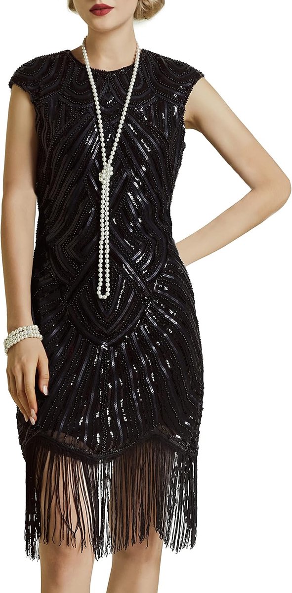 Flapper Jurken 1920s Kralen Omzoomde Great Gatsby Jurk